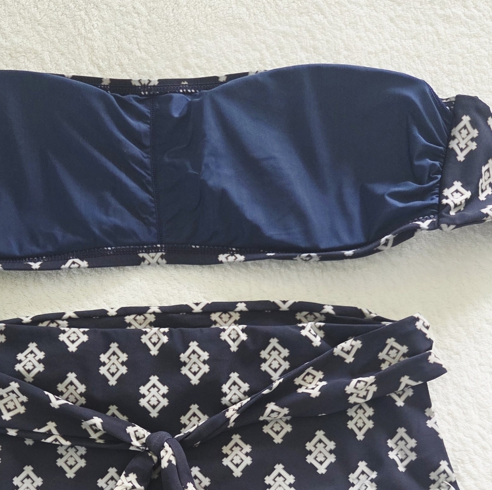 Tory Burch ✨️ Navy Double Diamond Two Piece Women's Swimsuit Size M - Picture 5 of 14